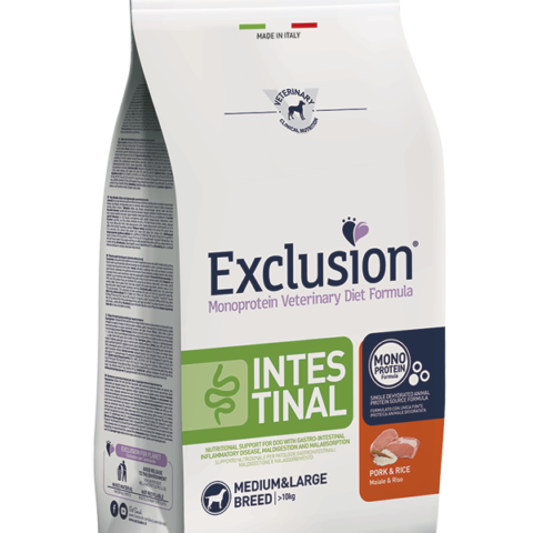 EXCLUSION VET DIET INTESTINAL PORK AND RICE MEDIUM & LARGE BREED 2KG